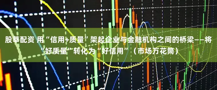股莘配资 用“信用+质量”架起企业与金融机构之间的桥梁——将“好质量”转化为“好信用”（市场万花筒）